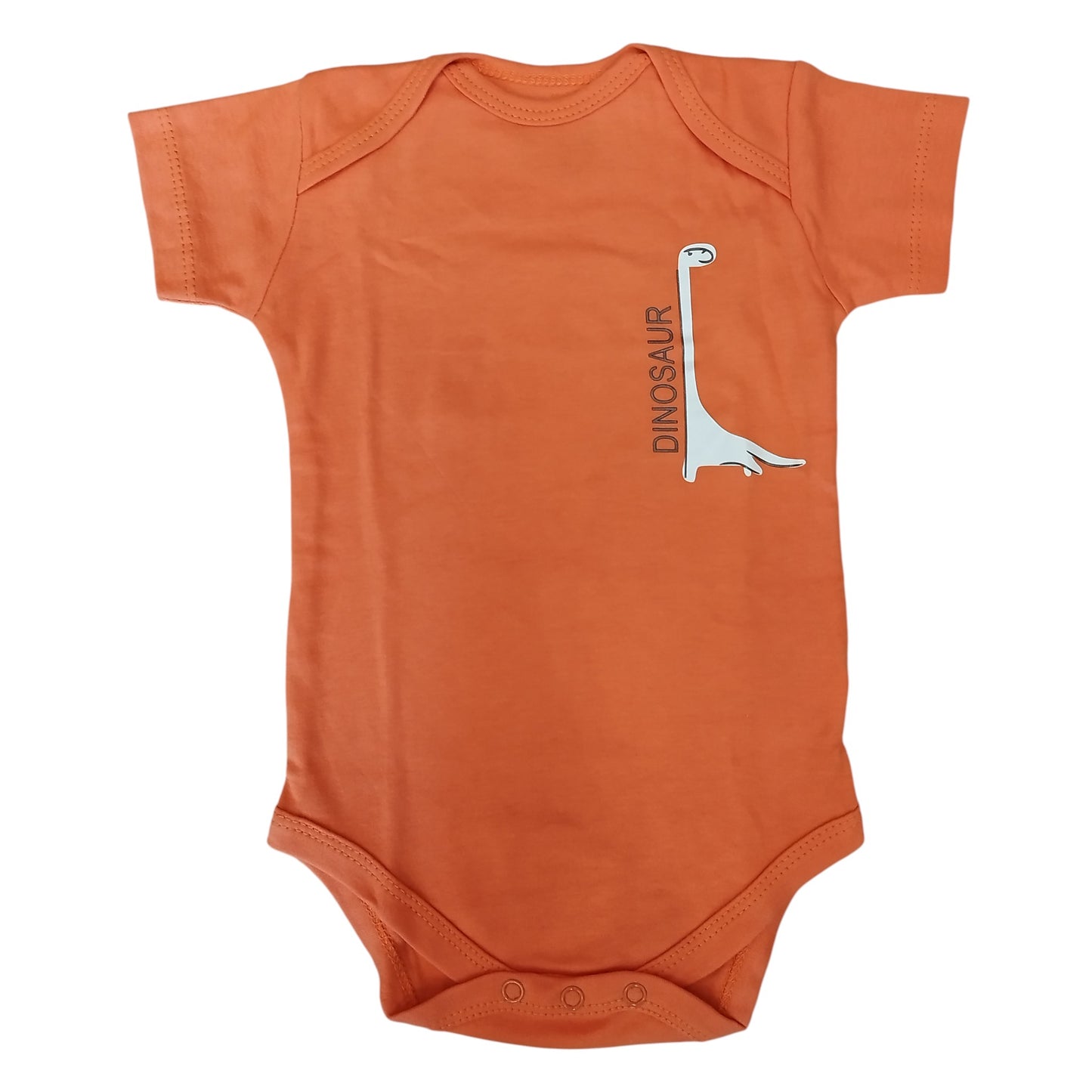 Body Neonato Arancione Fantasia Dinosauro con Incroci sulle Spalle - 100% Cotone