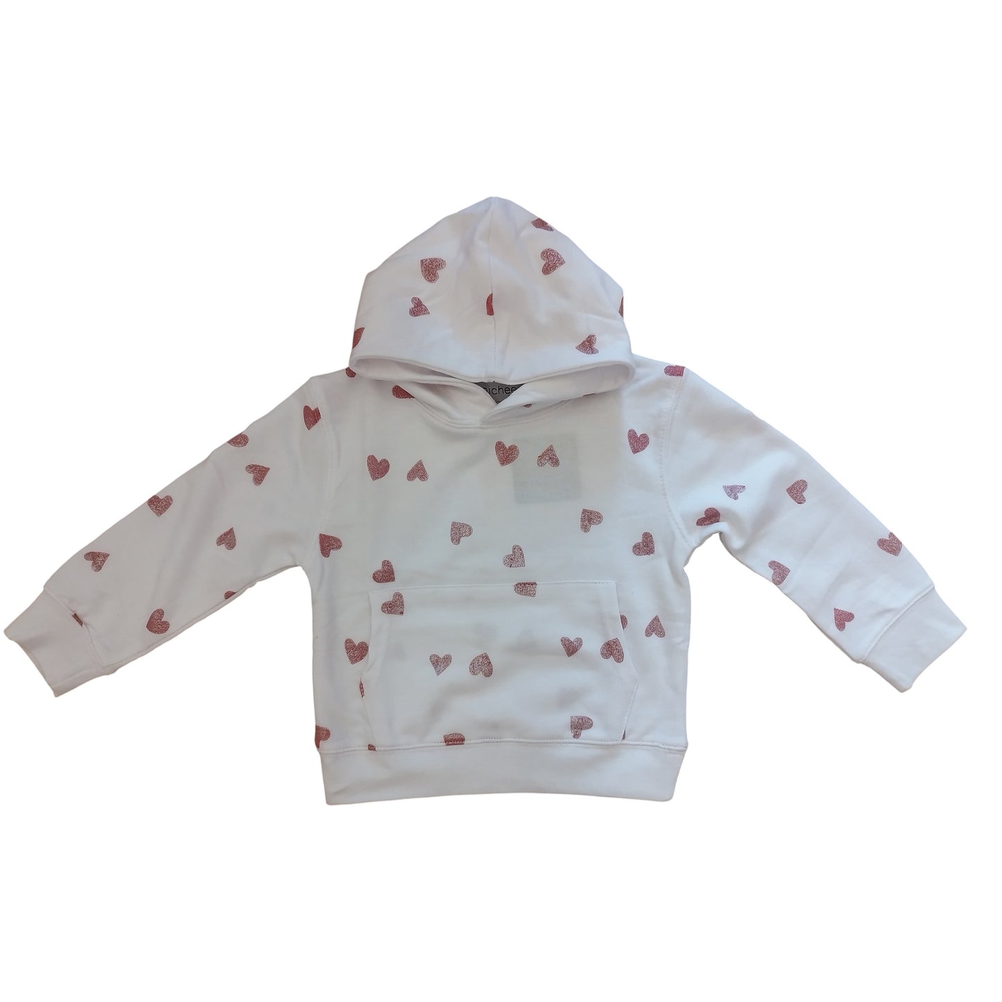 Felpa con Cappuccio Neonata Bambina Cuori Fucsia - French Terry Leggero