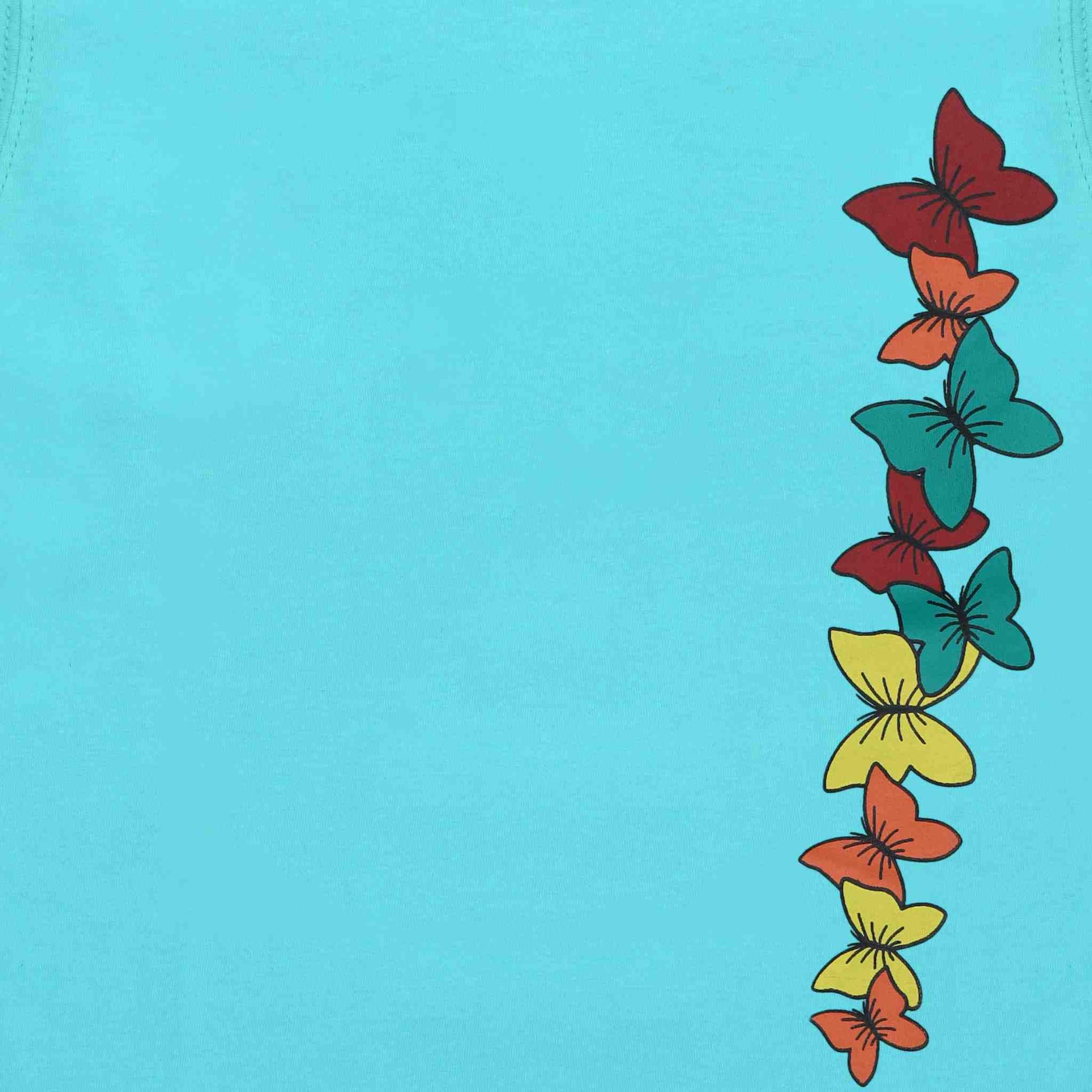 Dettaglio stampa maglia manica lunga bambina Tiffany con farfalle colorate