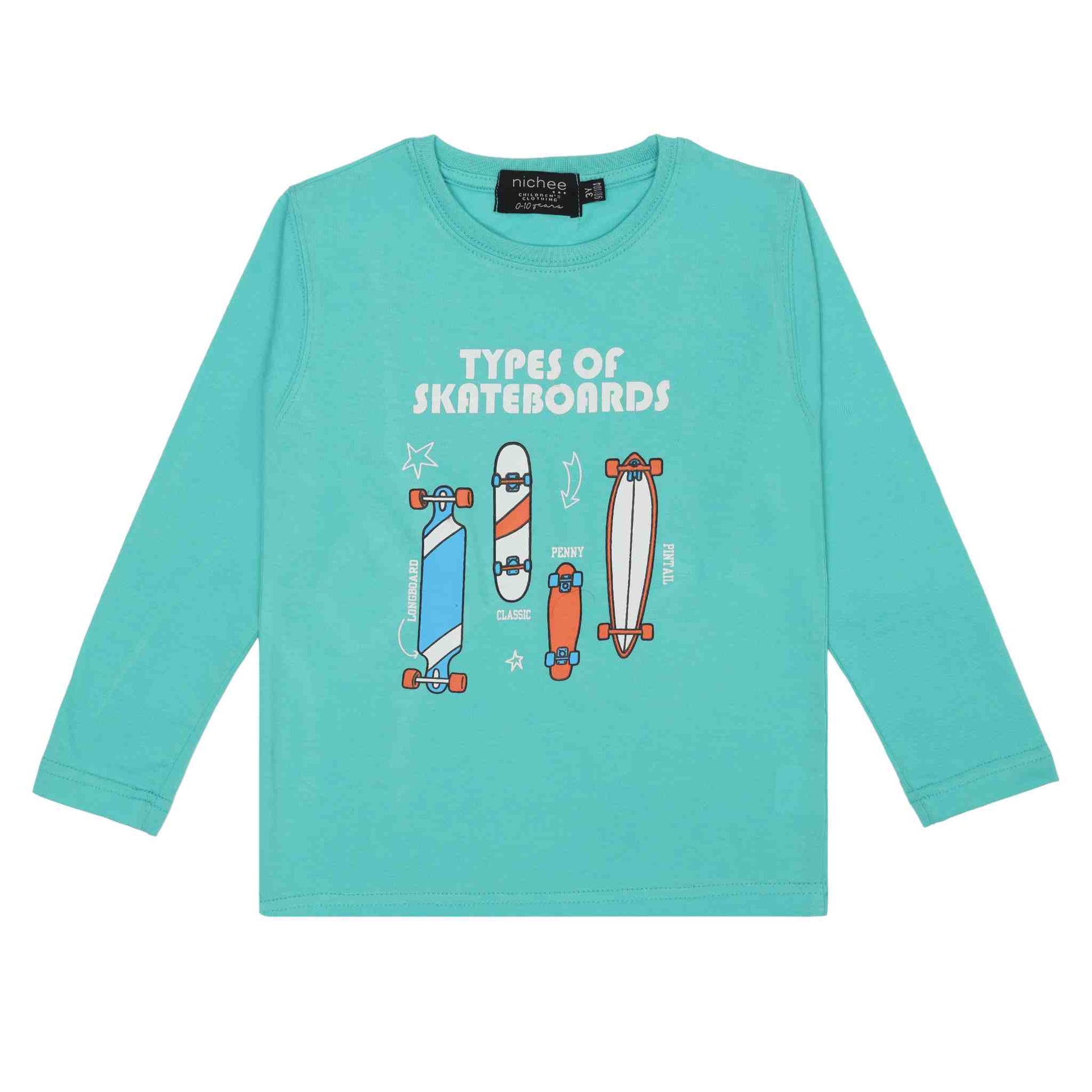 T-shirt manica lunga modello girocollo
Colore Tiffany con stampa Skateboard
Tessuto jersey di policotone
Taglie da 2 a 10 anni
Vestibilità: Regular
Made in Pakistan