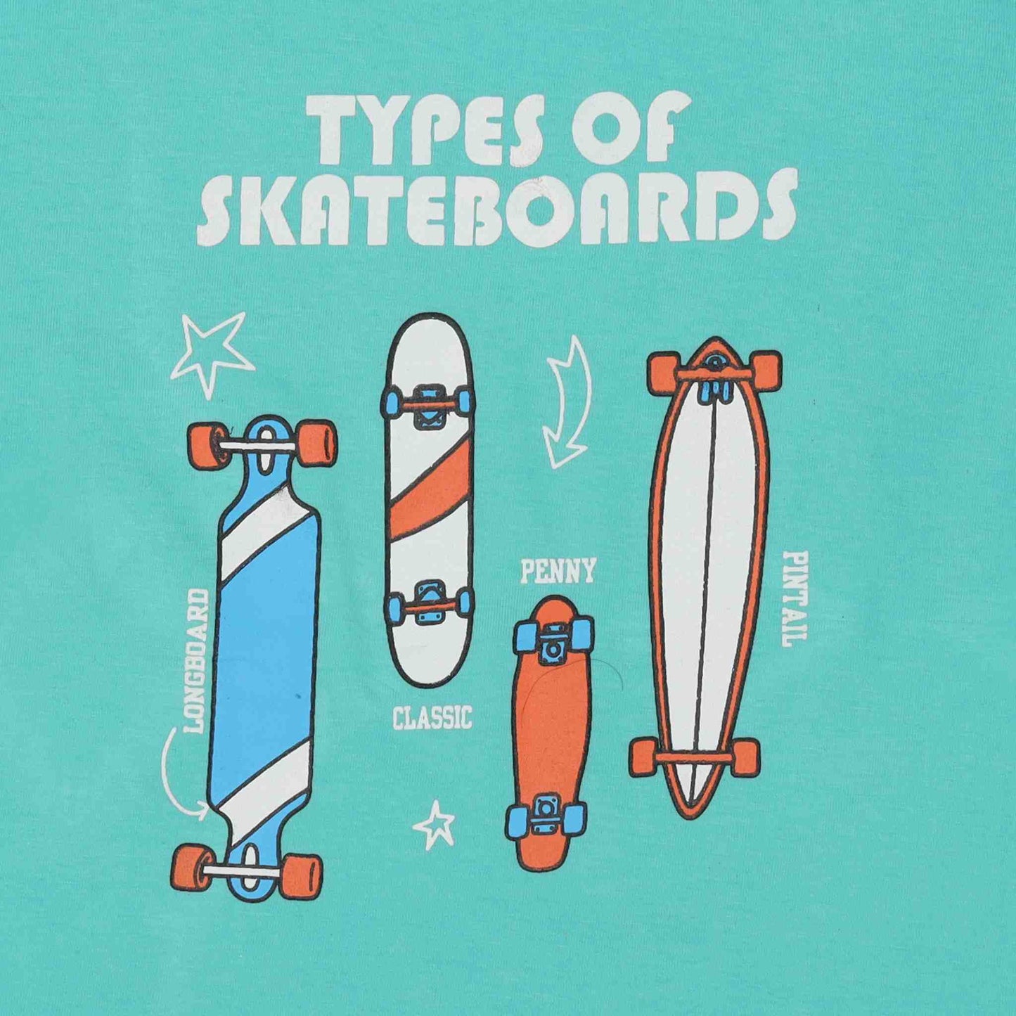 Dettaglio stampa t-shirt bambino manica lunga skateboard