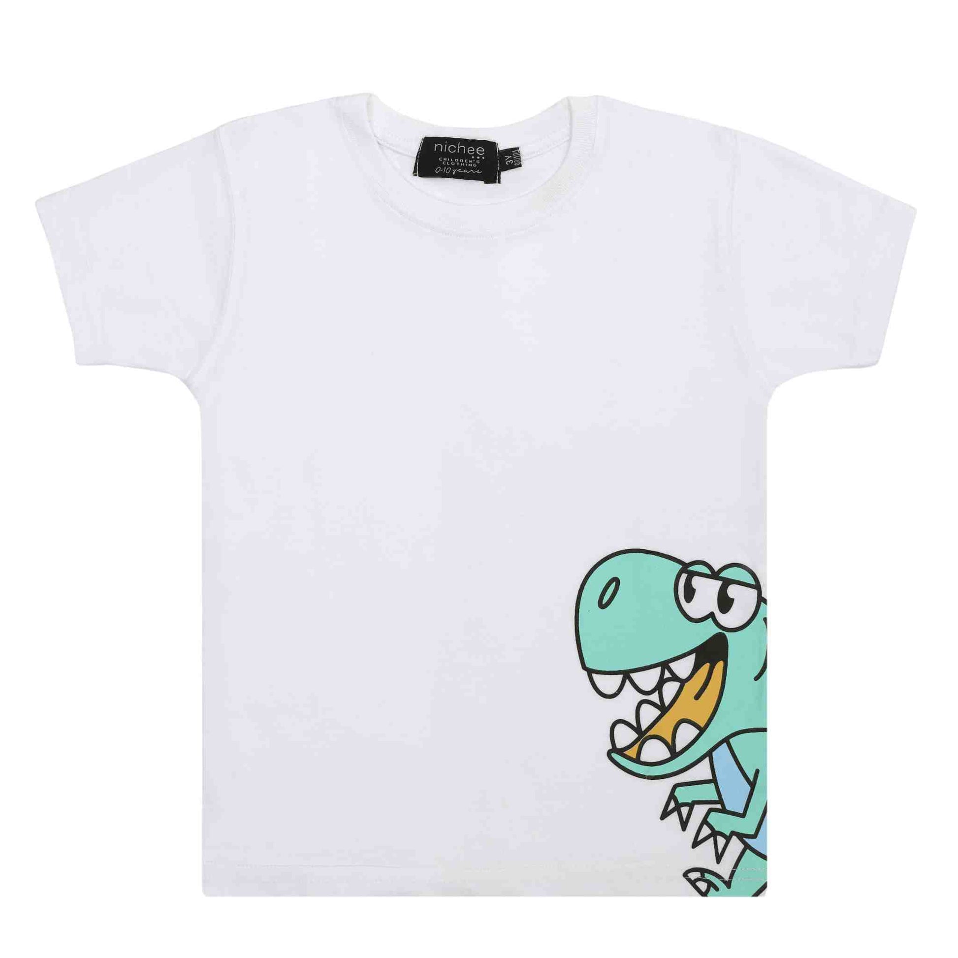 T-shirt a mezza manica girocollo
Colore bianco con stampa dinosauro
Taglie da 6 mesi a 4 anni
Vestibilità: Regular
Made in Pakistan