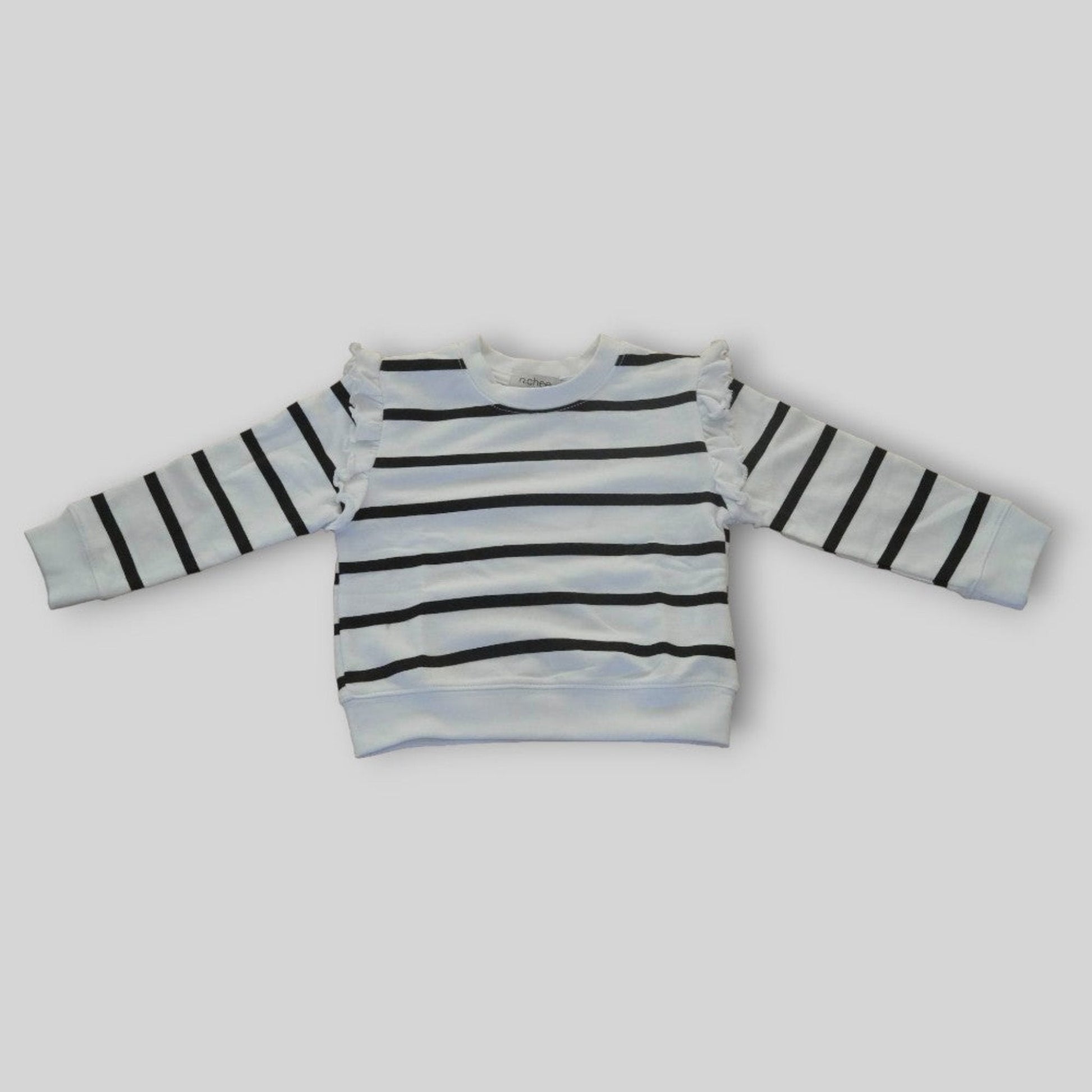 Felpa bambina girocollo a righe con volant - Nichee Children's Clothing 0 - 10 years - Abbigliamento bambini a Rovigo