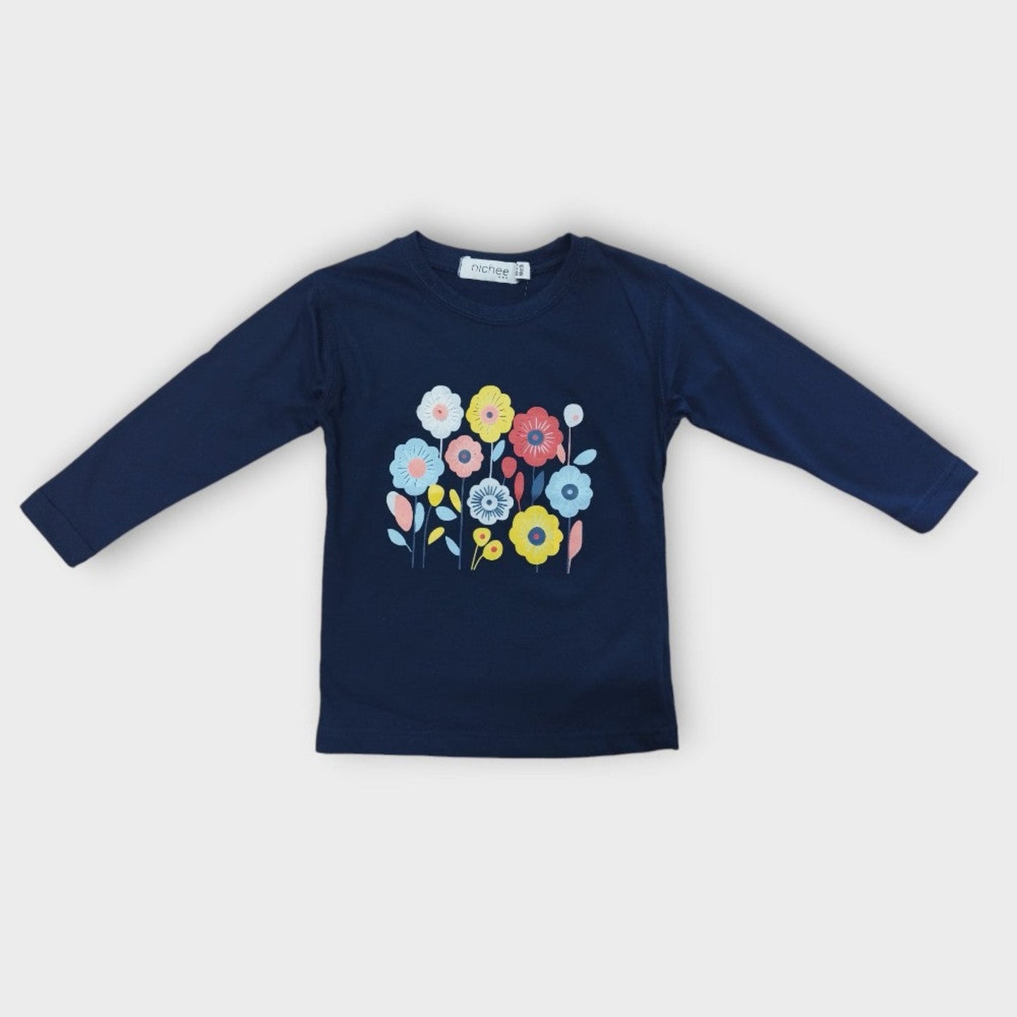 Maglia bambina blu con stampa floreale - Nichee Children's Clothing 0 - 10 years - Abbigliamento bambini a Rovigo