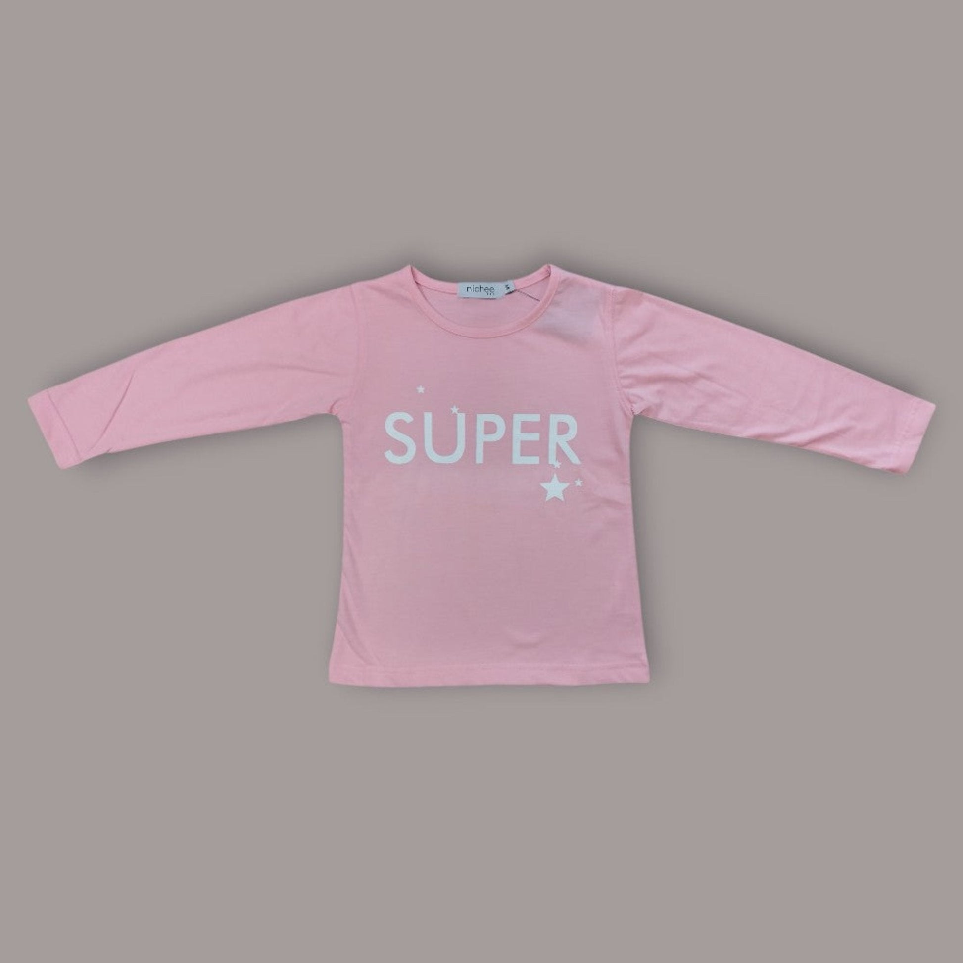 Maglia bambina manica lunga rosa con scritta - Nichee Children's Clothing 0 - 10 years - Abbigliamento bambini a Rovigo
