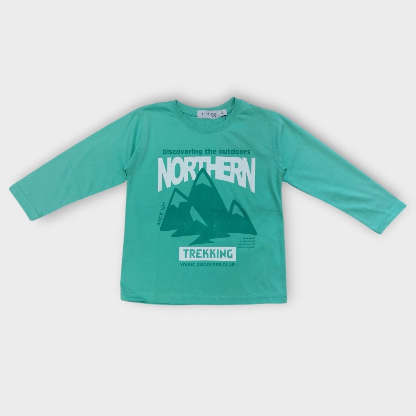 Maglia bambino manica lunga menta con stampa - Nichee Children's Clothing 0 - 10 years - Abbigliamento bambini a Rovigo