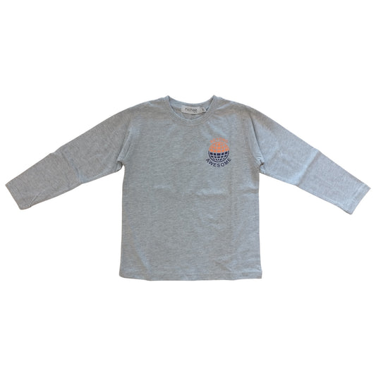 Maglia Bambino Manica Lunga Grigia con Stampa