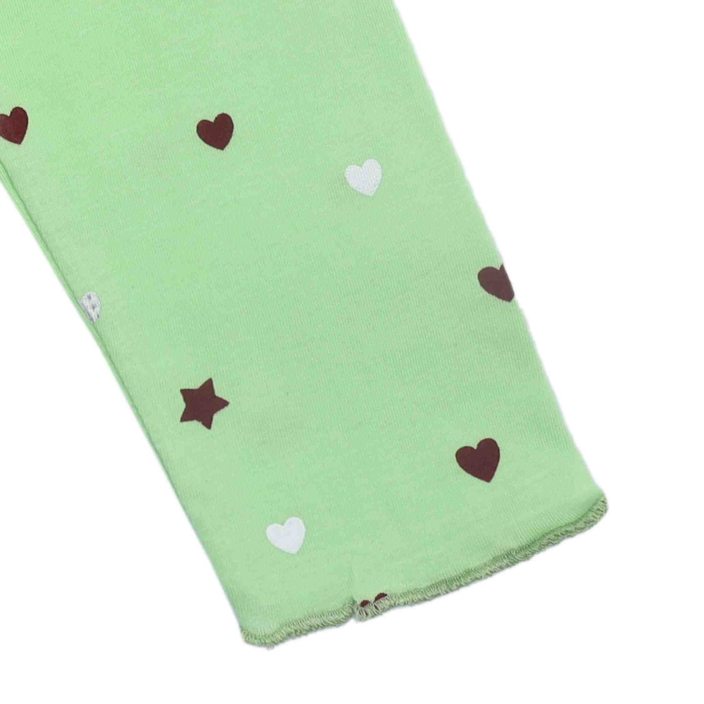 Maglia Neonata Manica Lunga Jersey Policotone Paradise Green Cuoricini e Stelle