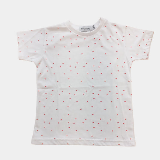 T-shirt Bambina Bianca con Cuori Rossi – Taglie 6 Mesi - 4 Anni - Nichee Children's Clothing 0 - 10 years - Abbigliamento bambini a Rovigo