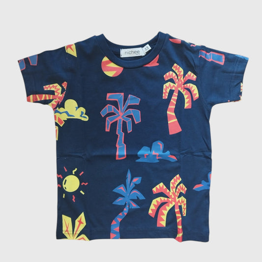T-shirt bambino blu Tropicale | Taglie 2 - 10 Anni - Nichee Children's Clothing 0 - 10 years - Abbigliamento bambini a Rovigo