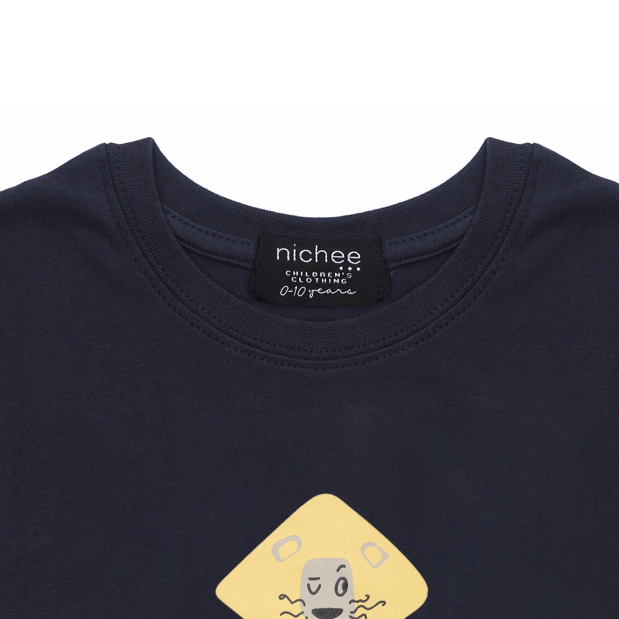 Maglietta Manica Lunga Bambini Blu Navy con Stampa Leone - Jersey Policotone