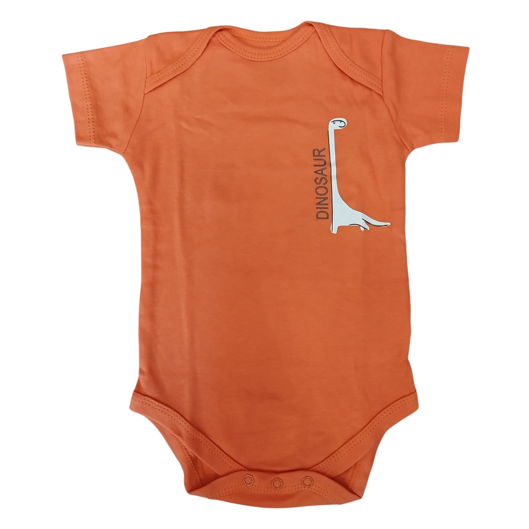 Body Neonato Arancione Fantasia Dinosauro con Incroci sulle Spalle - 100% Cotone