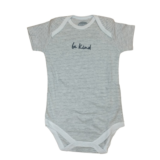 Body Neonato Manica Corta Grigio Righe Scollo Busta