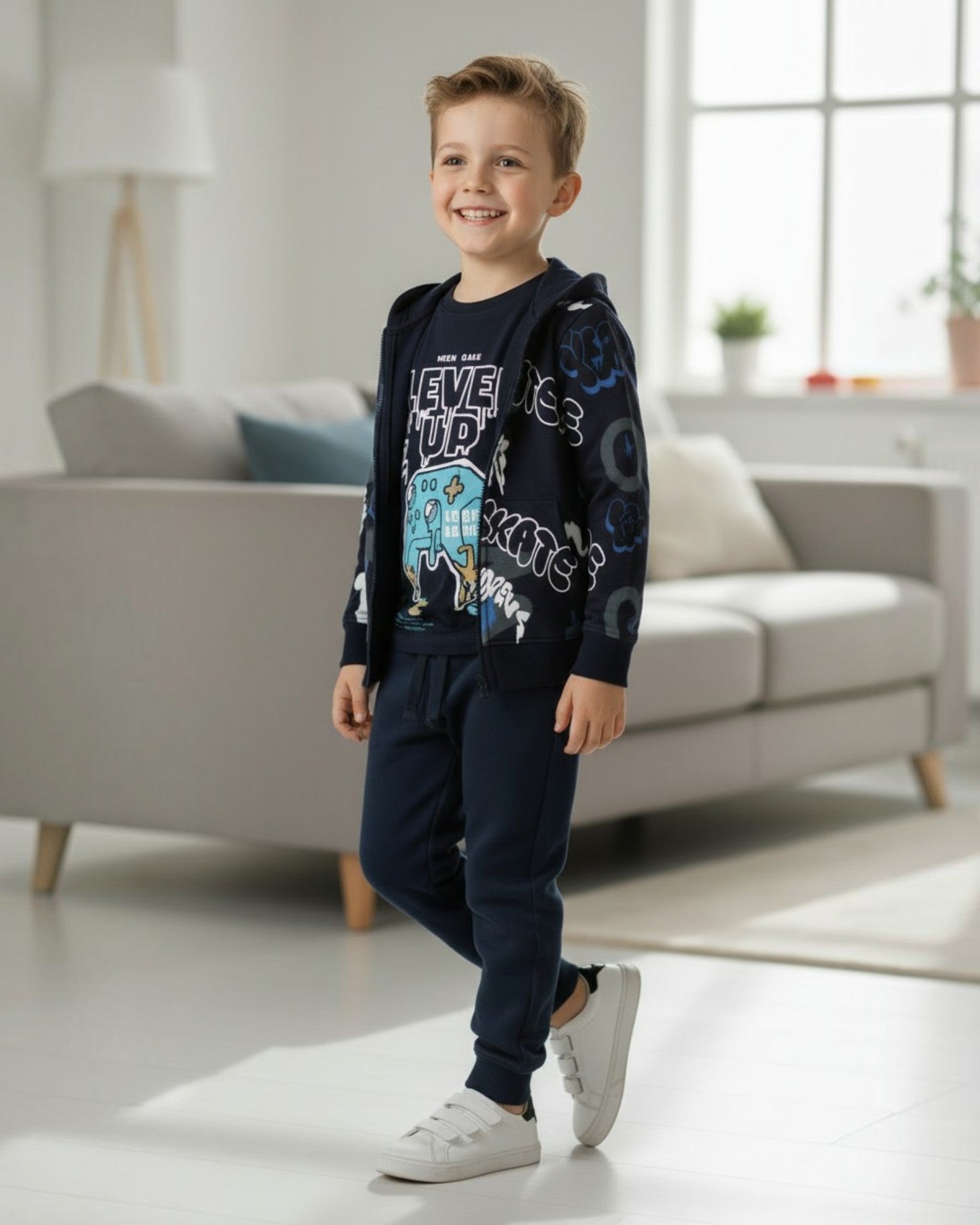 Maglietta Bambino Gaming Controller Blu Navy 2-10 Anni