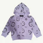 Felpa Bambini Cappuccio Zip Lavanda Smile e Fiori | 1-10 anni