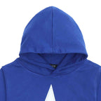 Dettaglio cappuccio felpa da bambina blu elettrico con stella