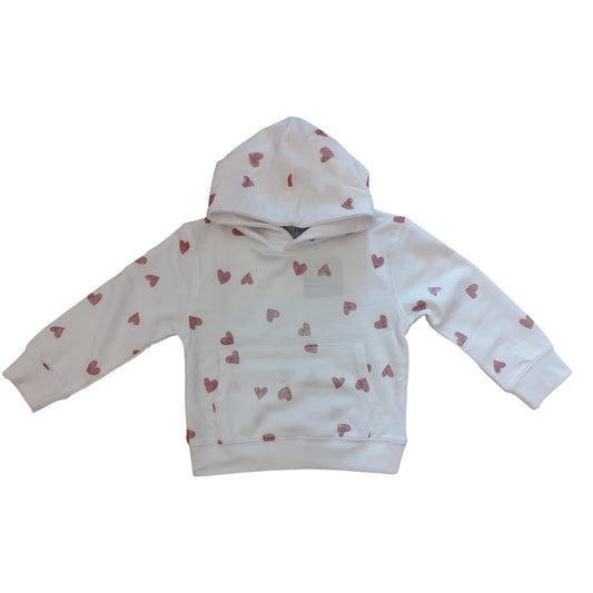 Felpa con Cappuccio Neonata Bambina Cuori Fucsia - French Terry Leggero