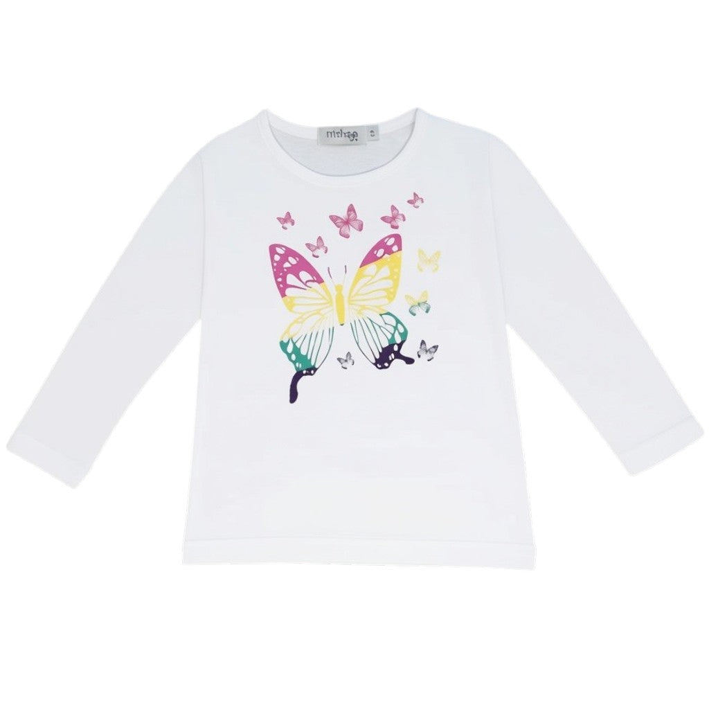 Maglia Bambina Manica Lunga Farfalla Multicolore