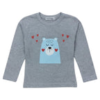 Maglia Bambina Manica Lunga Jersey Policotone Grigia con Orsetto 6M-4A