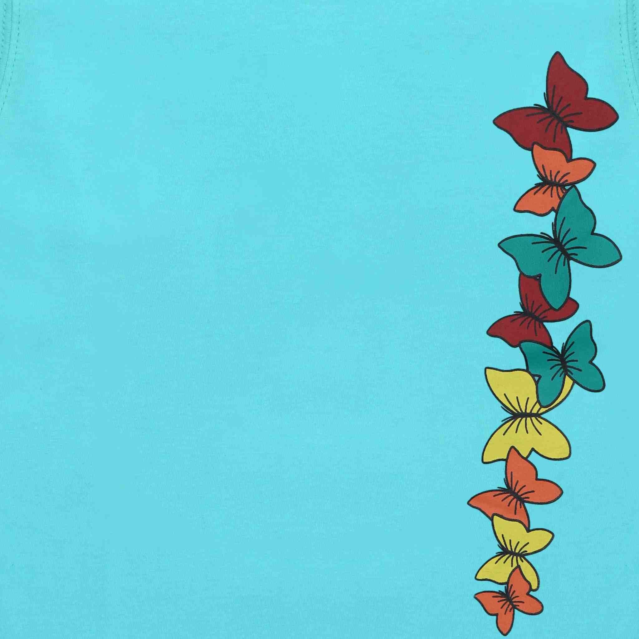 Dettaglio stampa maglia manica lunga bambina Tiffany con farfalle colorate