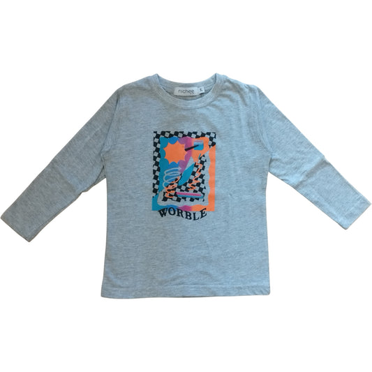 Maglia Bambino Manica Lunga Grigia con Stampa