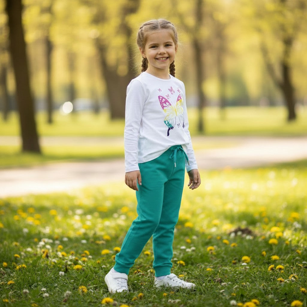 Maglia Bambina Manica Lunga Farfalla Multicolore