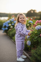 Felpa Bambini Cappuccio Zip Lavanda Smile e Fiori | 1-10 anni