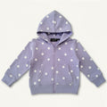 Felpa Bambina Lavanda Cappuccio Zip Pois Bianchi 3M-5 Anni