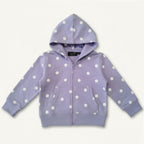 Felpa Bambina Lavanda Cappuccio Zip Pois Bianchi 3M-5 Anni