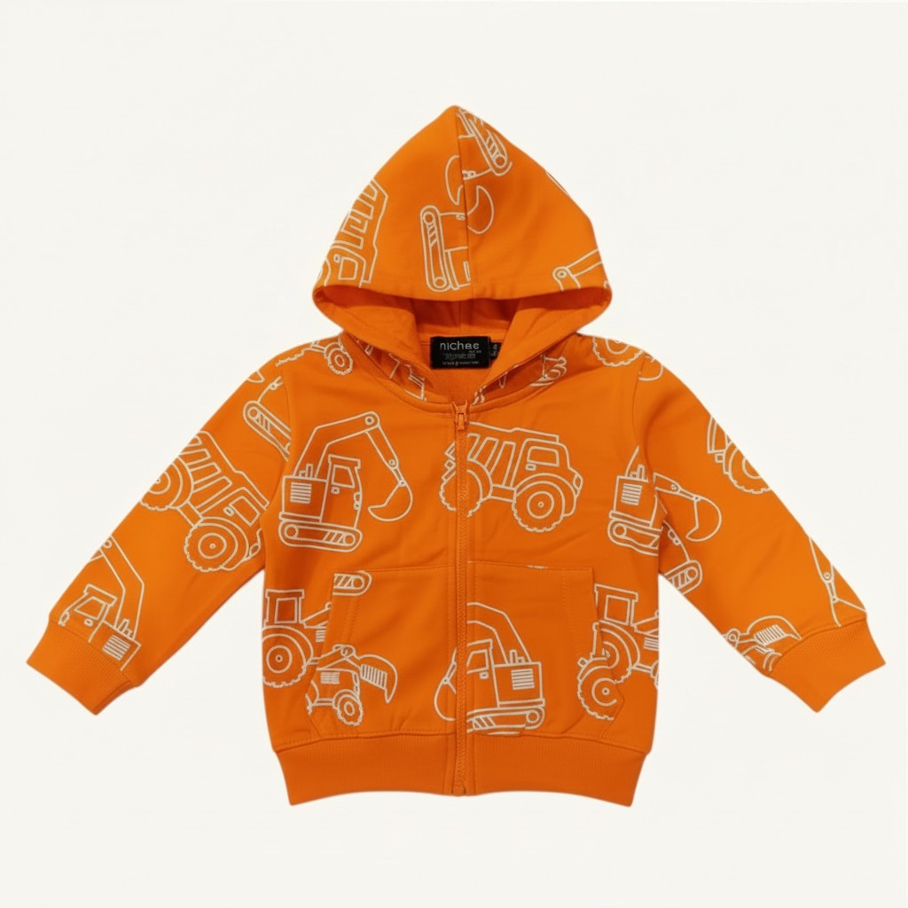 Felpa Neonato Orange Peel Cappuccio Zip Motori 3M-5 Anni