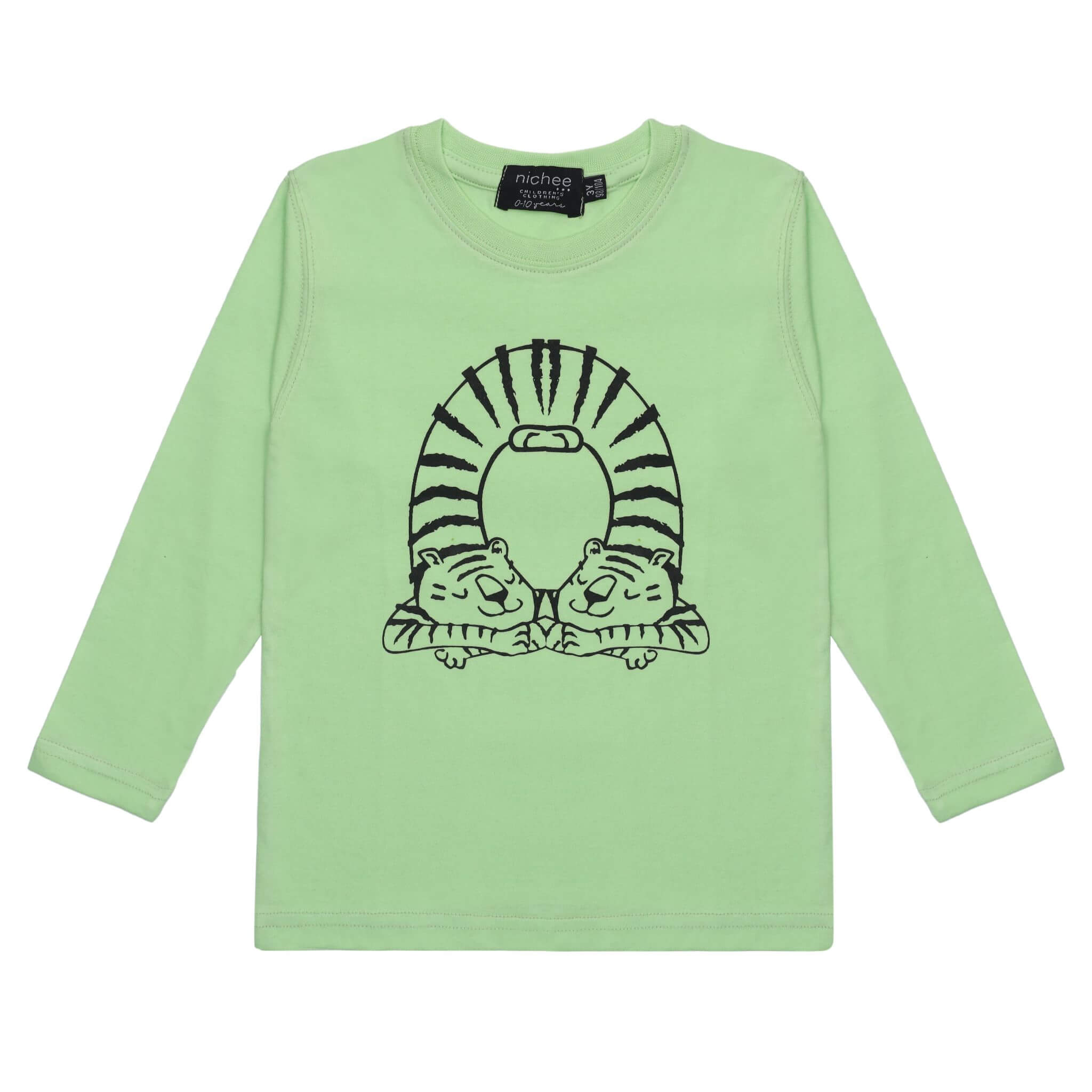 Maglia Manica Lunga Neonato Bambini con Stampa Tigre - Jersey Policotone