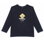Maglietta Manica Lunga Bambini Blu Navy con Stampa Leone - Jersey Policotone