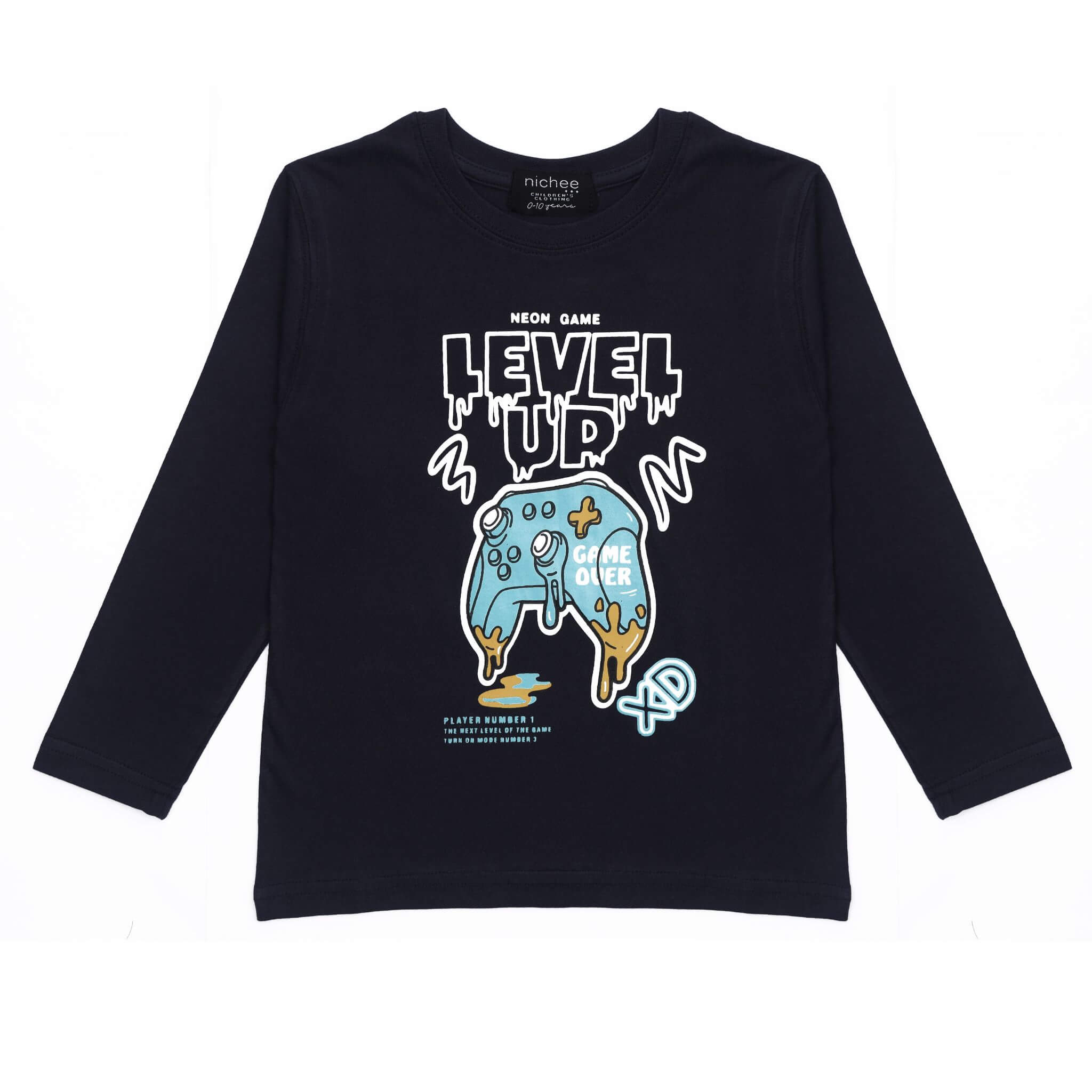 Maglietta Bambino Gaming Controller Blu Navy 2-10 Anni