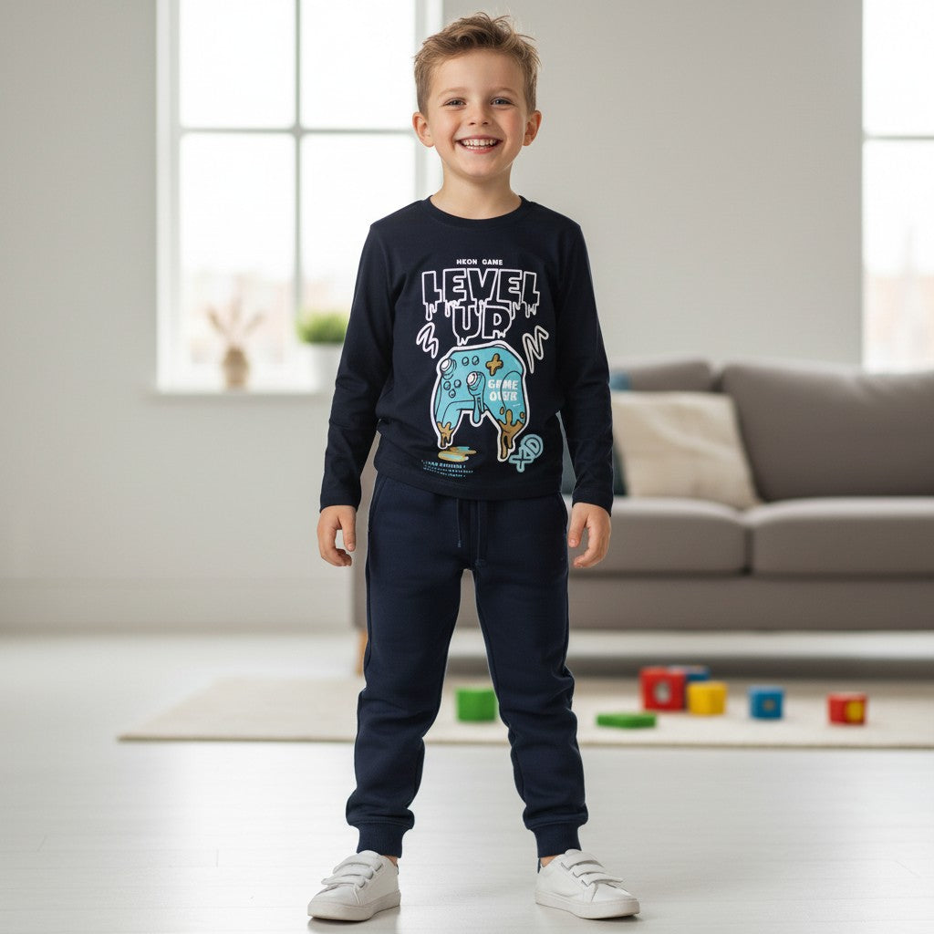 Maglietta Bambino Gaming Controller Blu Navy 2-10 Anni
