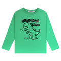 Maglia bambino manica lunga verde con stampa Dinosauro