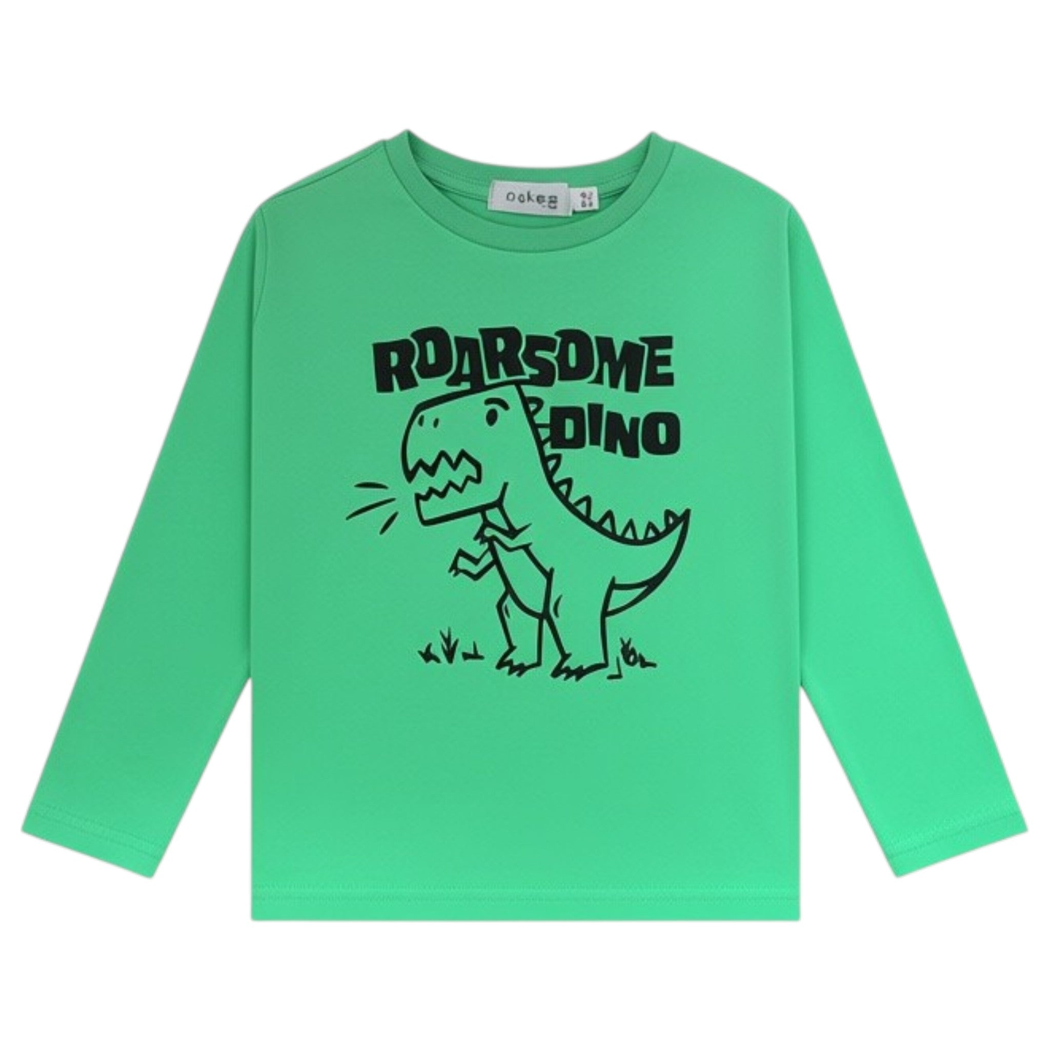 Maglia bambino manica lunga verde con stampa Dinosauro