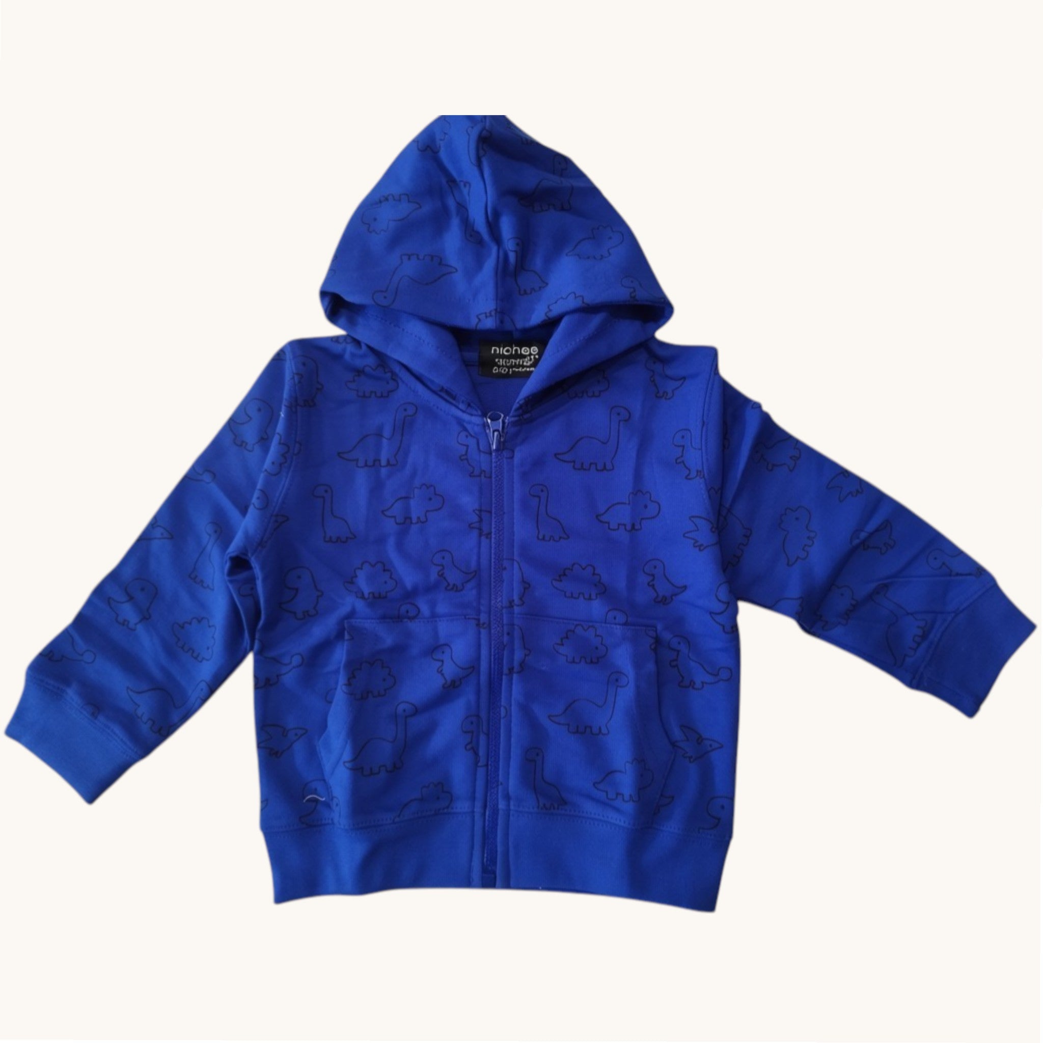 Felpa Neonati e bambini Blu Elettrico Cappuccio Zip Dinosauri 3M-5 Anni