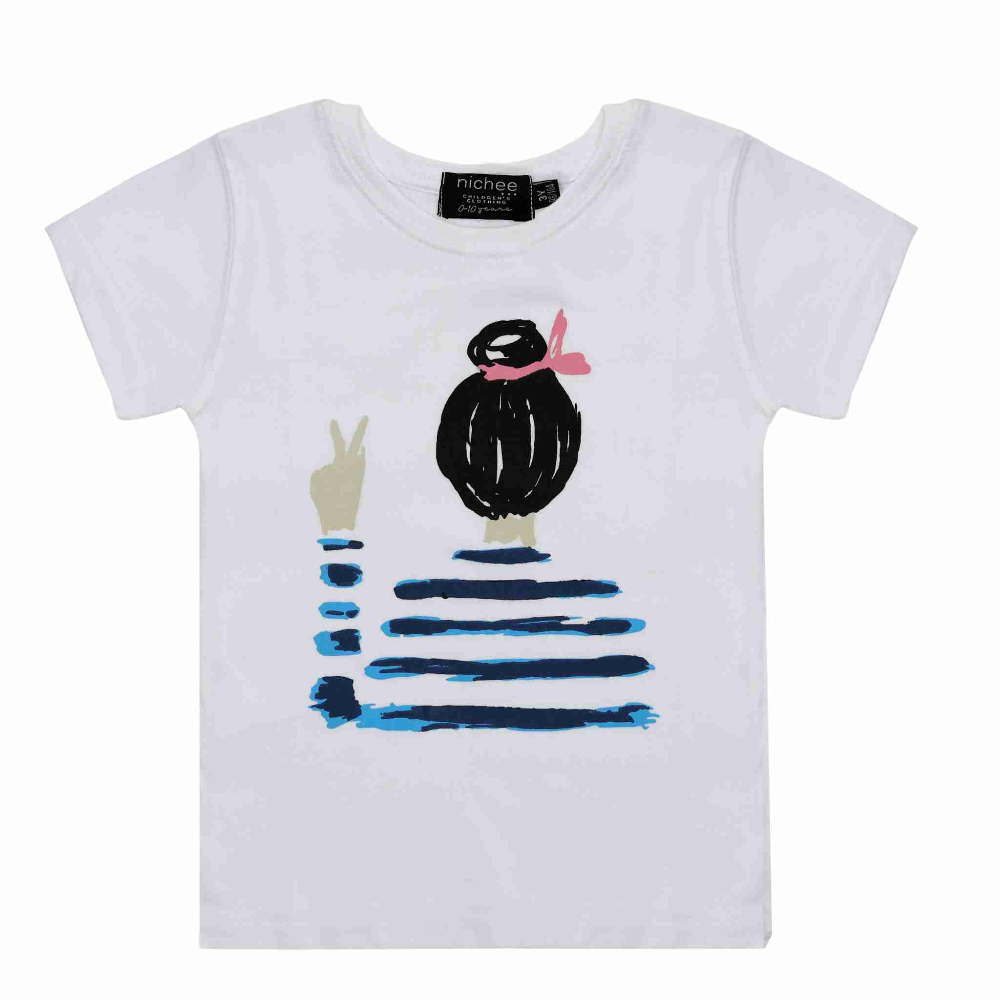 T-shirt Bambina Bianca Stampa Ragazza 2-10 Anni