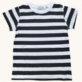 T-shirt Bambina Righe Bianche Nere Manica Corta 2-10 Anni