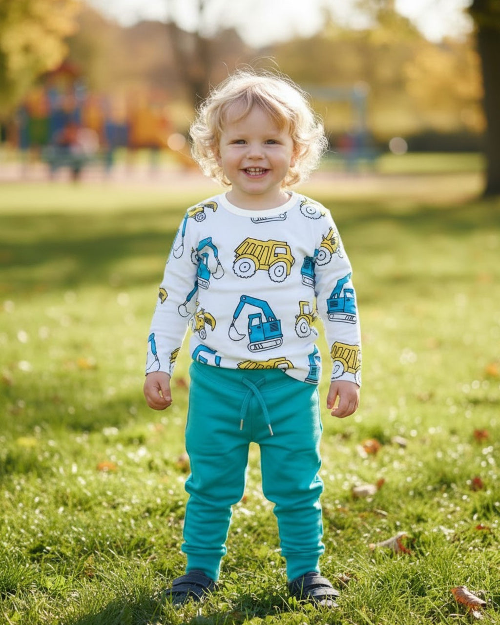 Maglia a manica lunga con stampa trattori unisex – 6 mesi / 4 anni