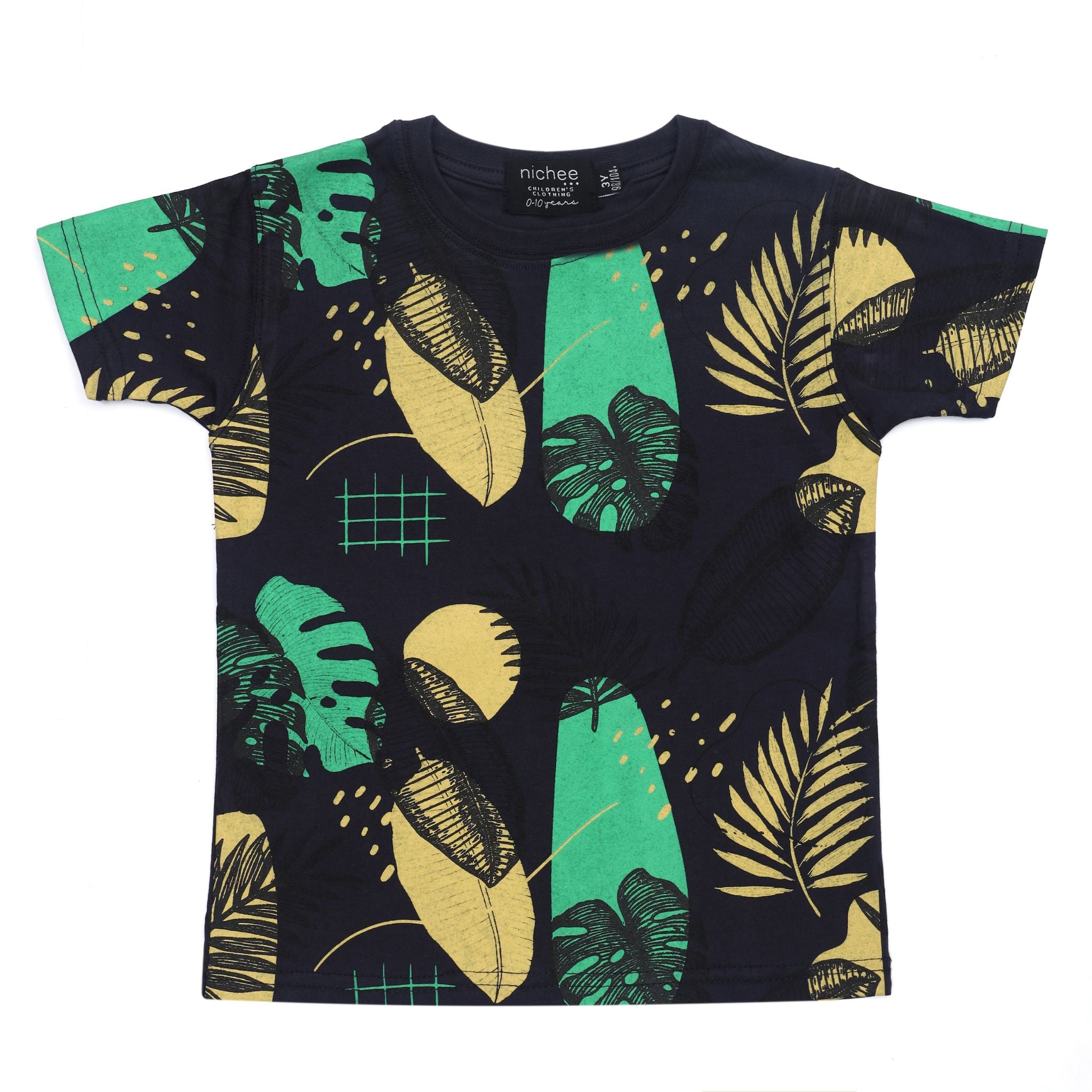 T-shirt Bambino Blu Navy Stampa Esotica 2-10 Anni