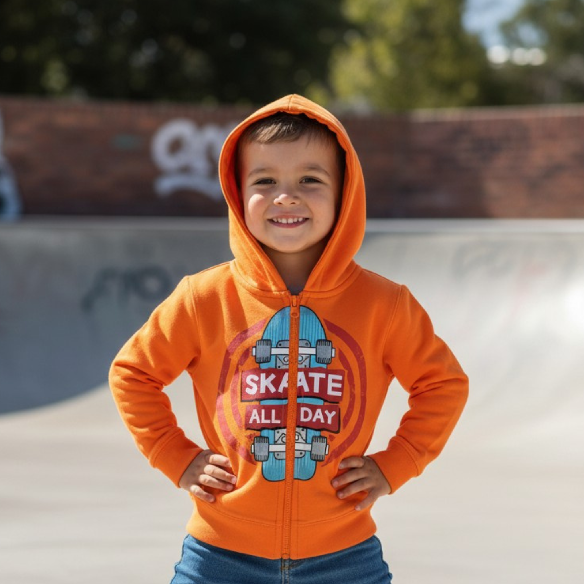 Felpa Skate Bambini con Zip - French Terry