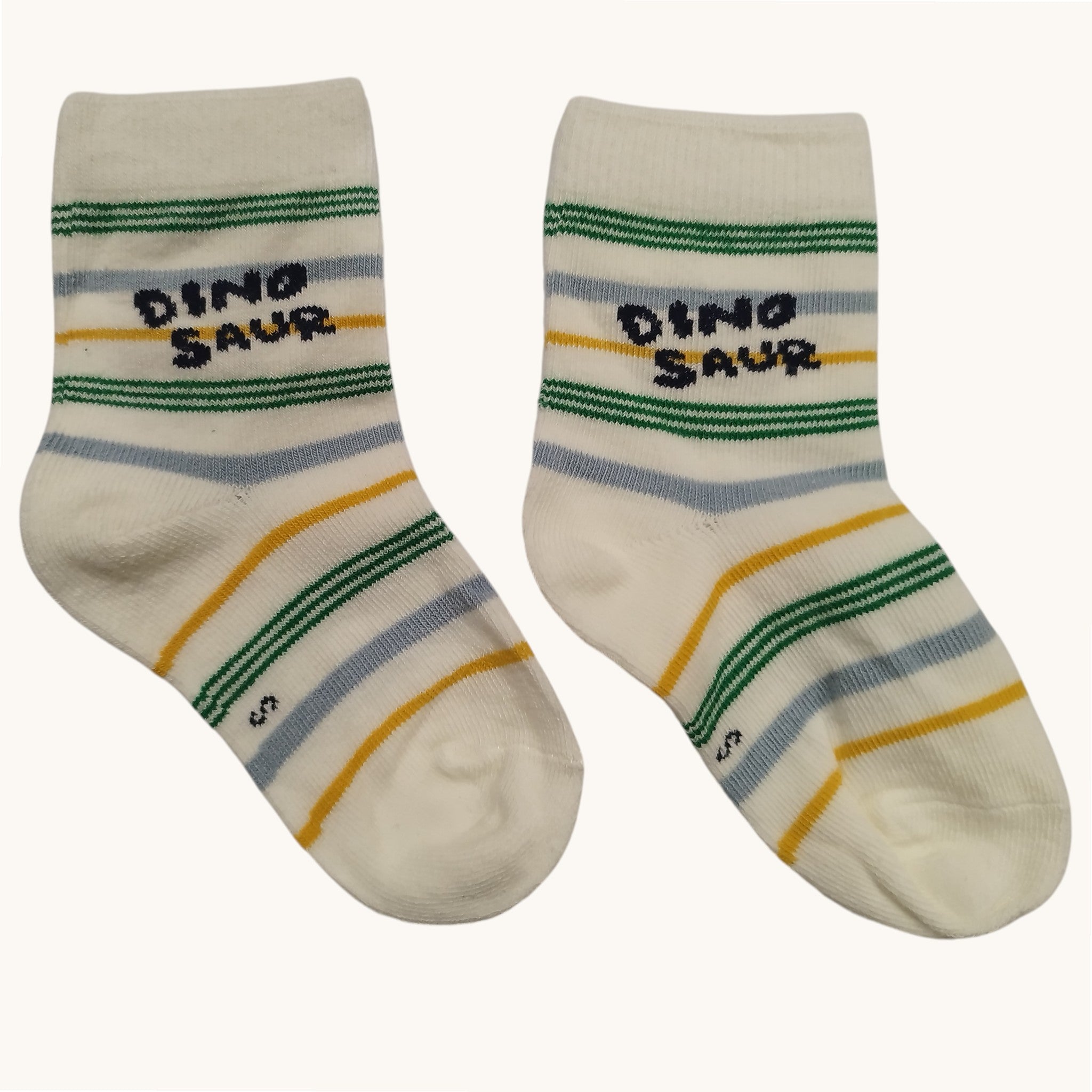 Calzini Bianchi a Righe Dinosaur Bambini - 100% Cotone