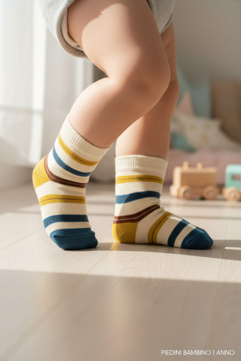 Calzini Bambini a Righe Gialle e Blu Unisex