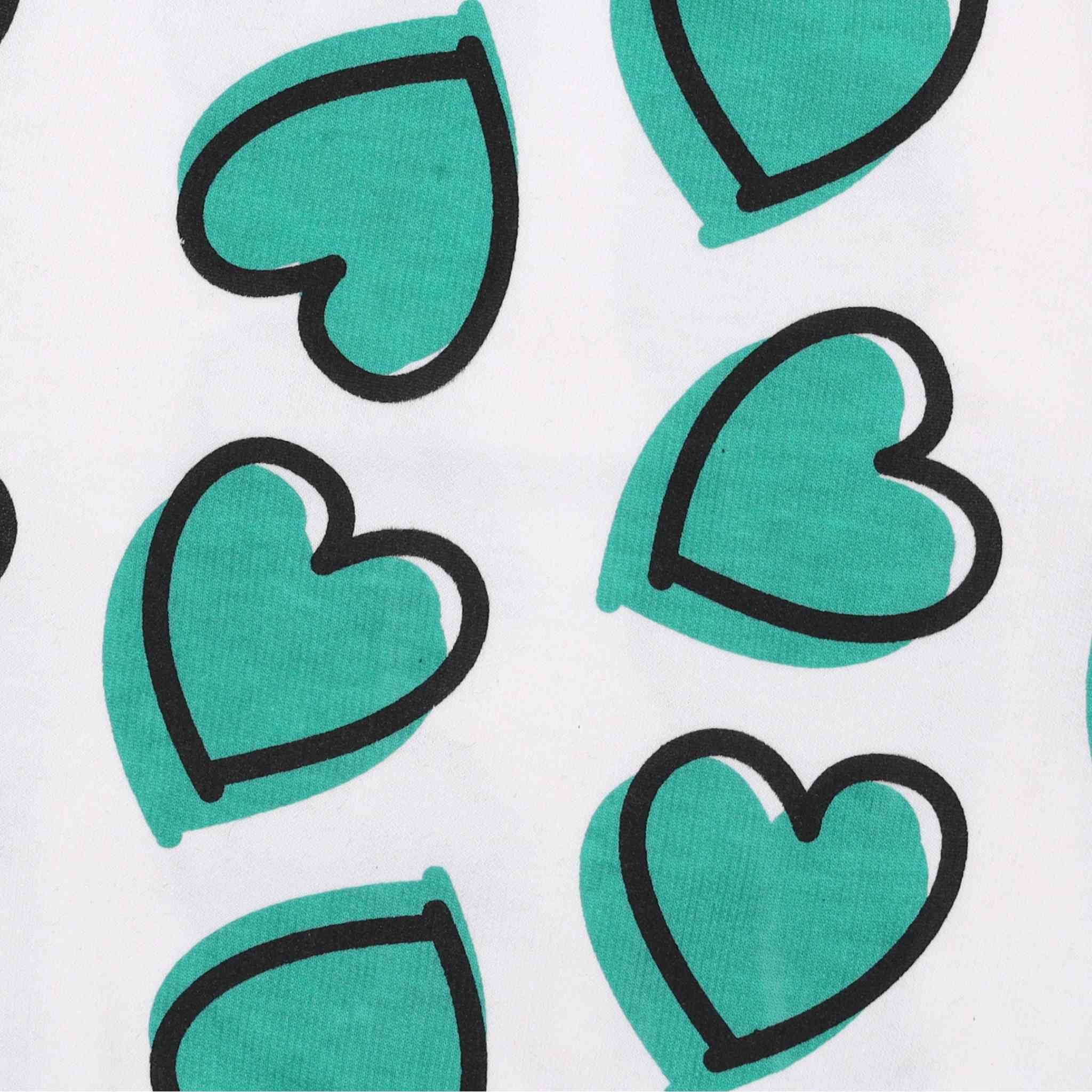 dettaglio stampa cuori verdi felpa