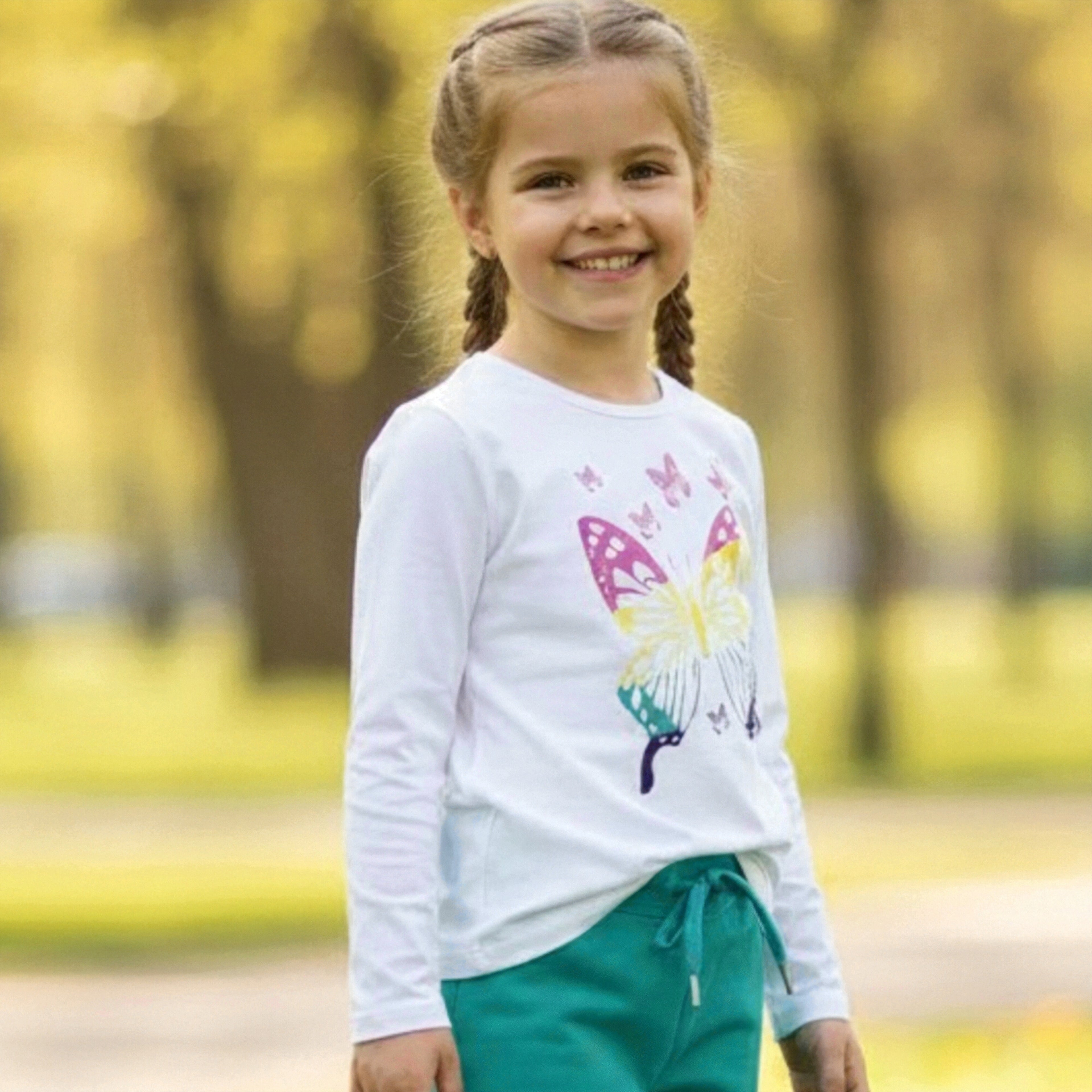 Maglia a manica lunga con stampa farfalla multicolore – bambina 2 / 10 anni