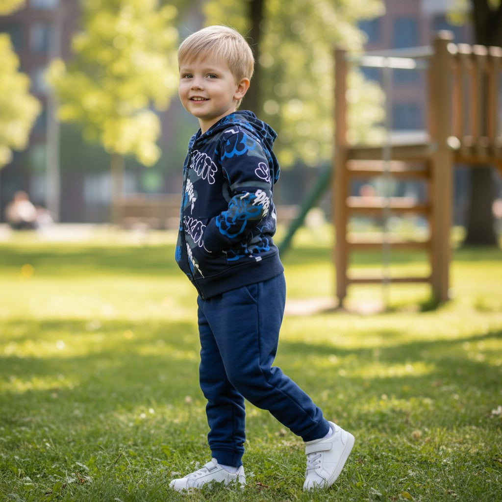 Felpa Graffiti Bambini con Zip - French Terry