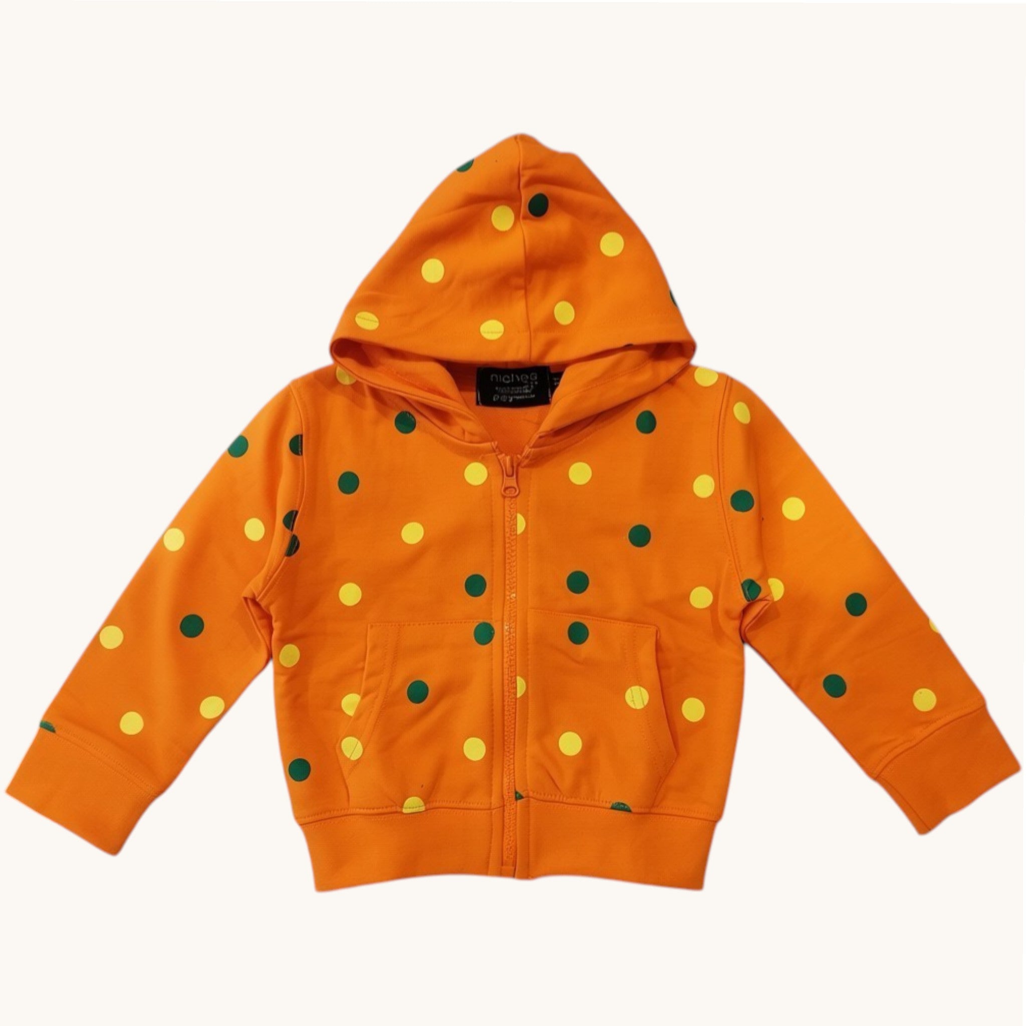 Felpa Bambina Cappuccio Zip Orange Peel Pois Colorati 1-10 Anni
