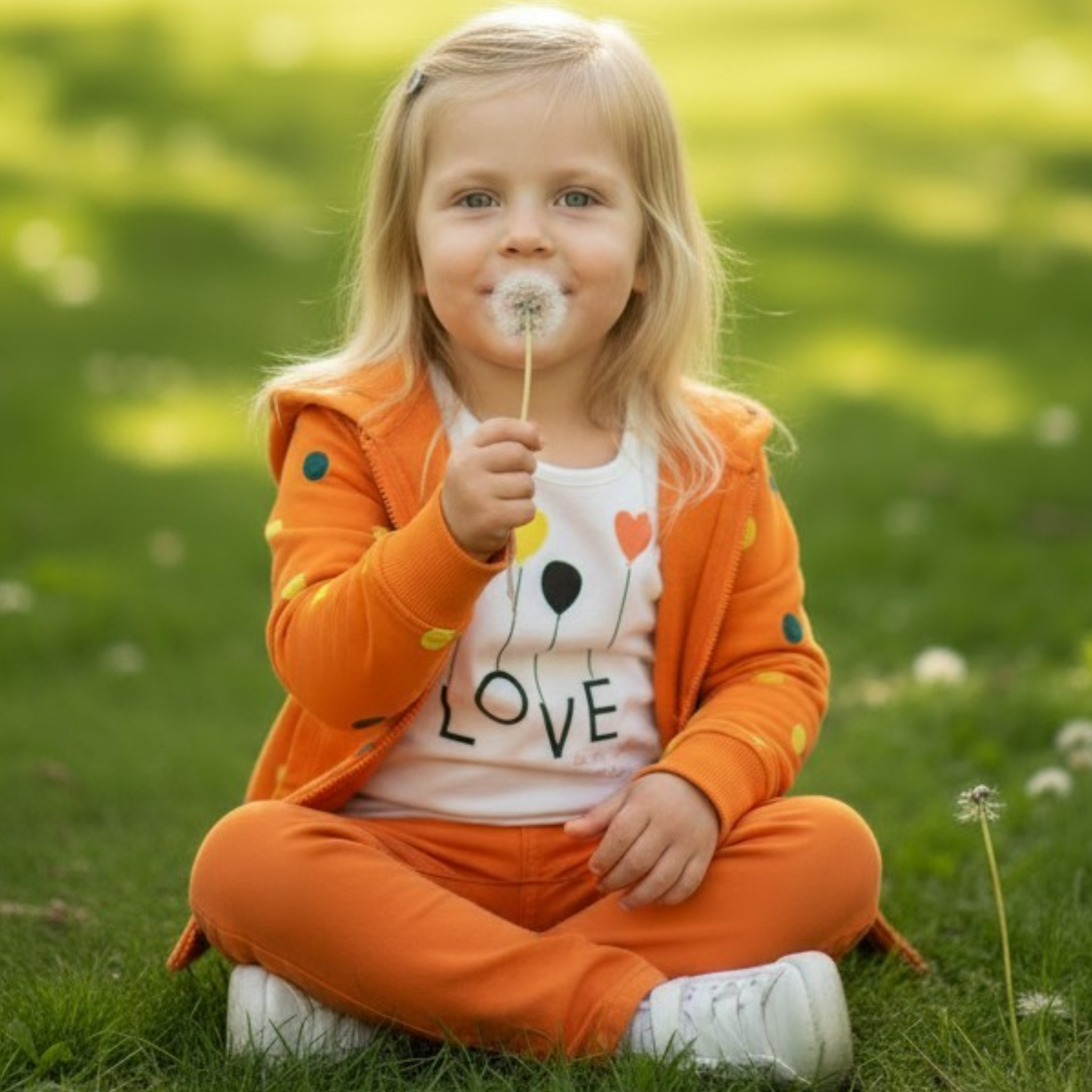 Felpa Bambina Cappuccio Zip Orange Peel Pois Colorati 1-10 Anni