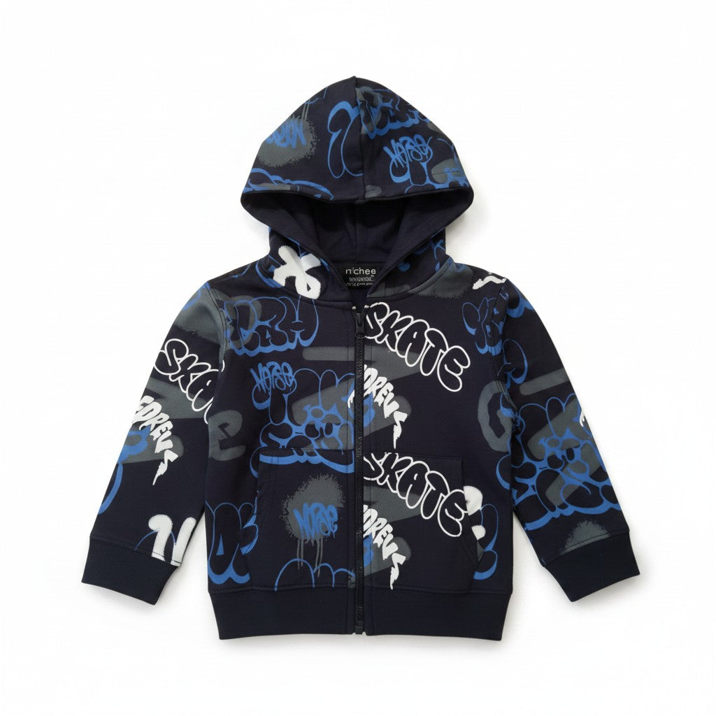 Felpa Graffiti Bambini con Zip - French Terry- Unisex